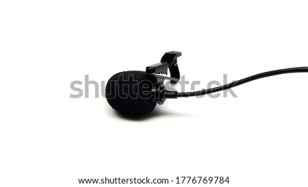 Lavalier Lapel Microphone With Clip and Windshield Isolated on White Background