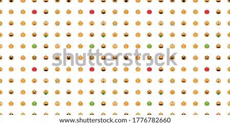 Halloween seamless pattern, Cute pumpkin face on white background, Cute ghost icons.	
