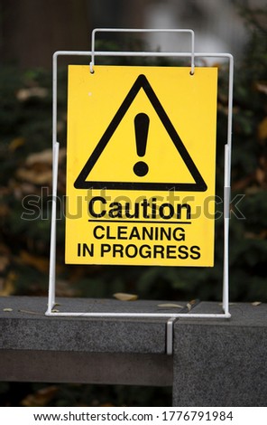 Close up of caution sign
