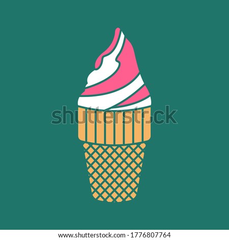 ice cream icon. Ice cream in a waffle cup on the blank background. vector illustration
