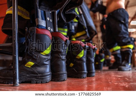 Picture of protective boots in fire brigade.