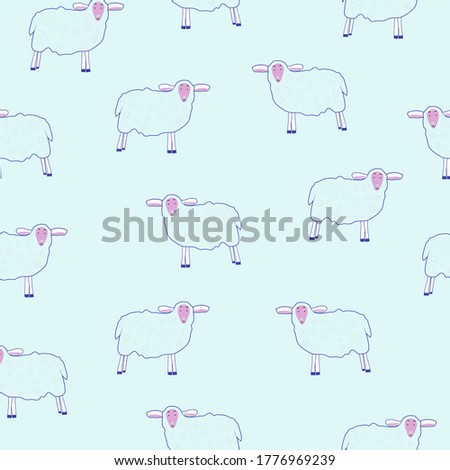 Seamless pattern of lamb. Background of rams. Illustration for textiles and wallpaper