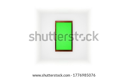 Mockup Photo Frame with Green Screen, isolated with White Background in a white room