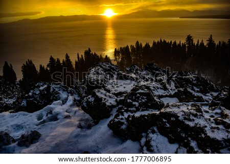This is a picture of the sunset at lake Tahoe. This picture was taken in Tahoe, California.