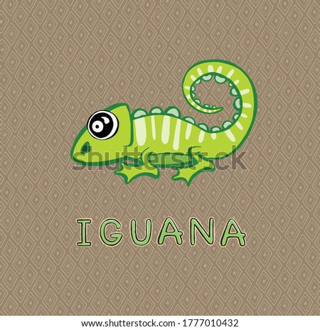 design Cute iguana cartoon. small icon for stock.