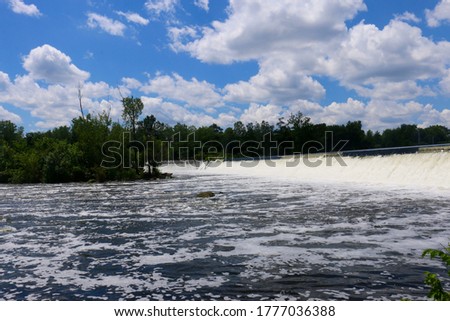 View of the waterfall at Dundee Dam and Passaic River in Garfield, New Jersey