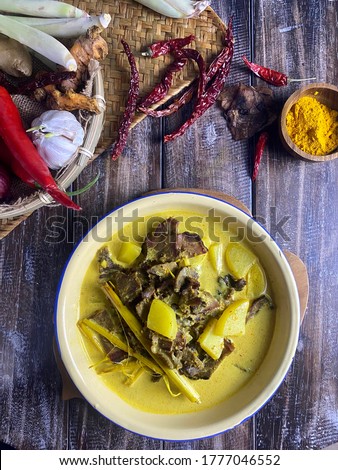Tradisional homemade 'Daging Salai Masak Lemak Cili Api' or Smoked Beef with chili , turmeric gravy and coconut milk as main ingredients.  Great choice for hot and spicy meal lovers. 