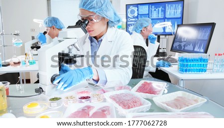 asian scientist team has researching about food in the laboratory Royalty-Free Stock Photo #1777062728