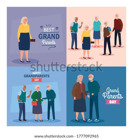 Grandmothers and grandfathers on happy grandparents day design, Old woman man female male person mother father and grandparents theme Vector illustration
