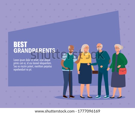Grandmothers and grandfathers on best grandparents design, Old woman man female male person mother father and grandparents theme Vector illustration