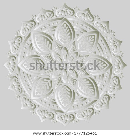 Mandala pattern white 3D gradient good mood. Good for creative and greeting cards, posters, flyers, banners and covers
