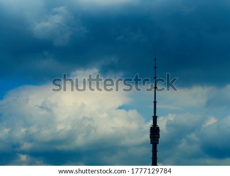 Silhouette of Russian tv tower background