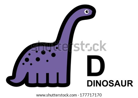 illustration of isolated animal alphabet. D is for dinosaur. Vector illustration. 