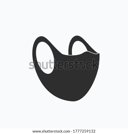 Vector medical mask isolated on white background. Black flat silhouette of medical mask.