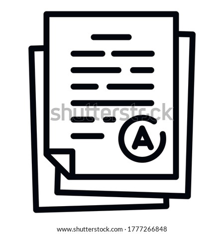 Evaluated test paper icon. Outline evaluated test paper vector icon for web design isolated on white background