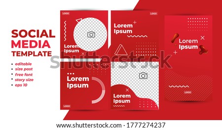 graphic vector illustrator of Social media post and story template with a cool fluid design element and trendy gradient red colors perfect for advertising and branding.