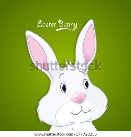 Easter bunny on green background.