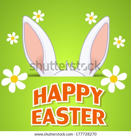 Easter bunny on green background. Royalty-Free Stock Photo #177728270
