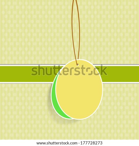 Hanging Easter eggs card on background. Royalty-Free Stock Photo #177728273