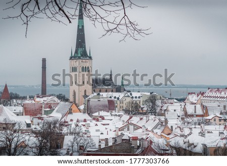 Overview of winter in Tallinn old town, Estonia