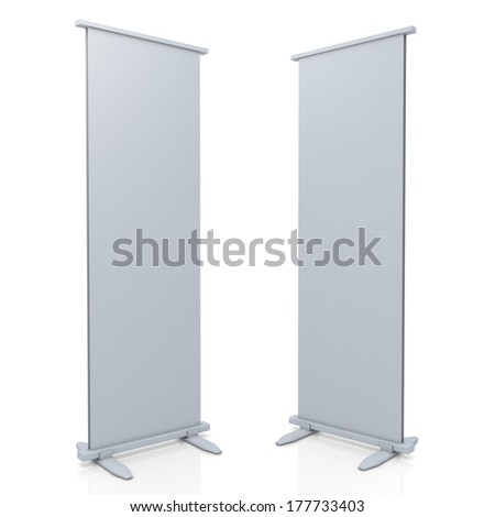 3d roll stand display and base in isolated background with work paths, clipping paths included 