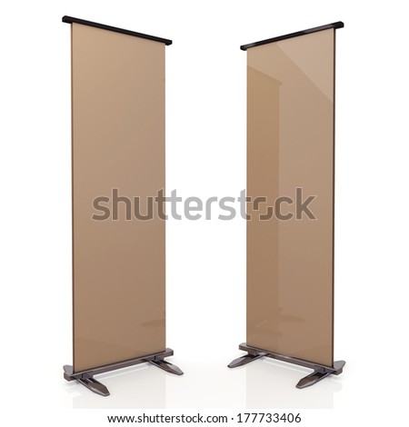 3d original brown and chrome base roll stand display in isolated background with work paths, clipping paths included 