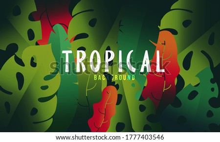 Tropical background with hand drawn leaves vector illustration