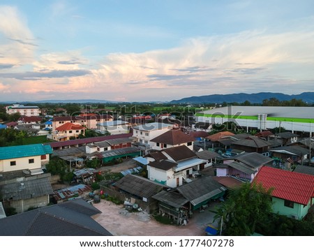 chiang rai city with beautiful sky and clouds nature background at sunset time 