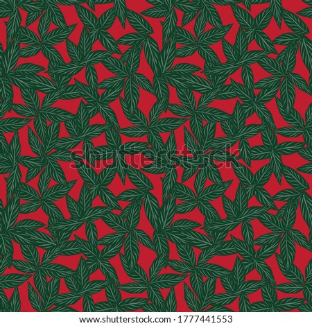 Christmas Tropical Leaf botanical seamless pattern background suitable for fashion prints, graphics, backgrounds and crafts