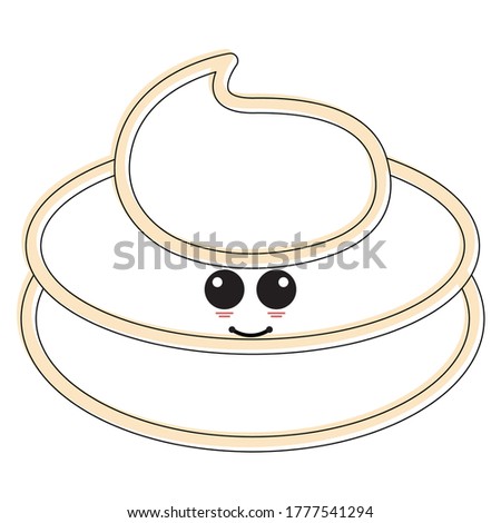 Cartoon icon of a happy whipped cream. Dairy product icon - Vector