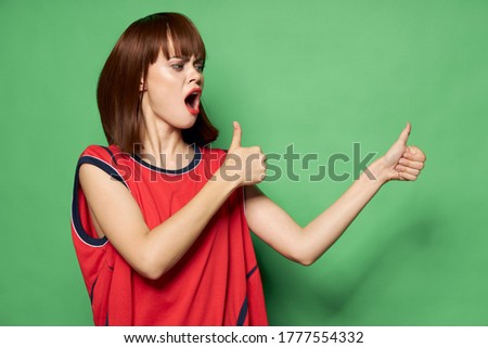 Woman on isolated background free place model
