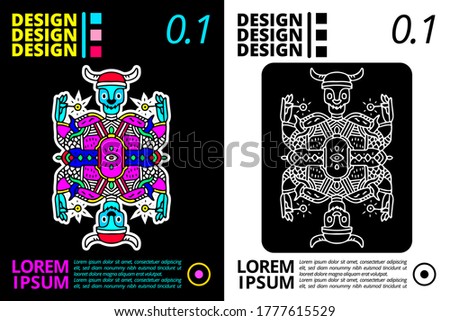Cool abstract skeleton doodle illustration for poster, sticker, or apparel merchandise.With tribal and hipster style.