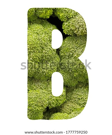 LETTER B isolated on a white background – part of a complete alphabet set cut out from photographs of fresh vegetables 