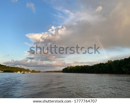 Rainbow after the storm on the Mississippi River 