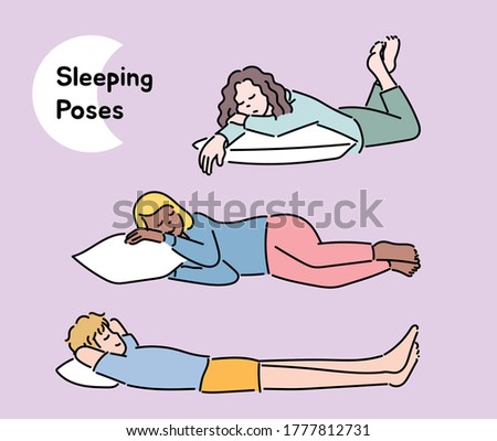 People are lying in various poses. hand drawn style vector design illustrations. 