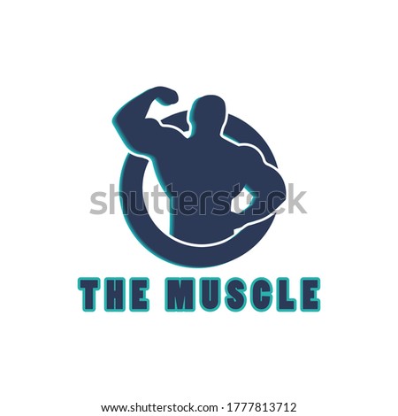 muscle training logo design illlustration
