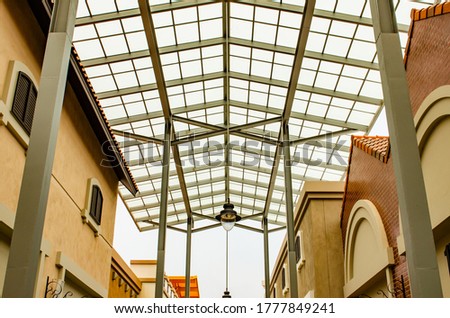 Translucent roof or skylight roof of shopping center, Thailand.