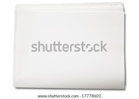 Blank newspaper on white - with clipping path