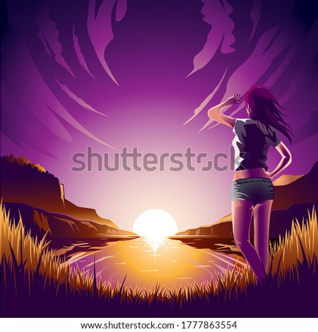 Bayview afternoon vector illustration background