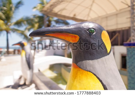 A picture of a concrete penguin
