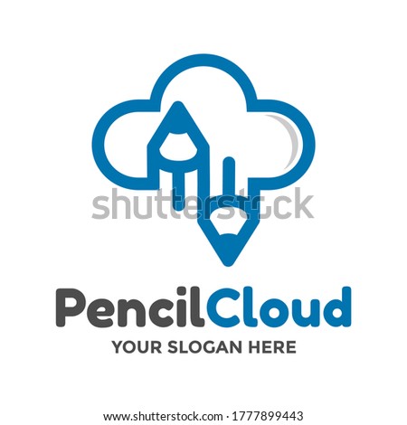 Pencil cloud vector logo template. This design use blue color and education symbol. Suitable for website or online. 