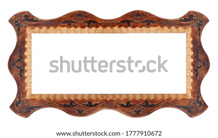 Panoramic wooden frame for paintings, mirrors or photo isolated on white background