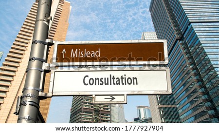 Street Sign the Direction Way to Consultation versus Mislead Royalty-Free Stock Photo #1777927904