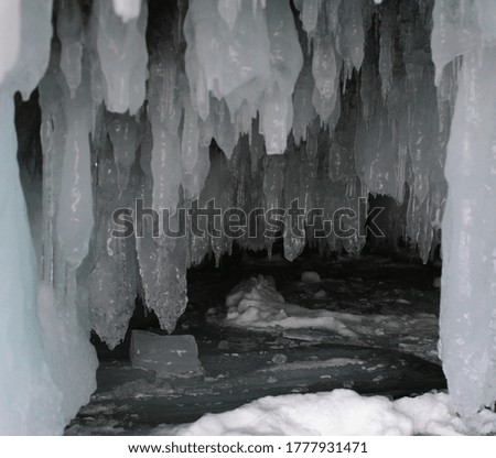icicles made of ice on the rocks