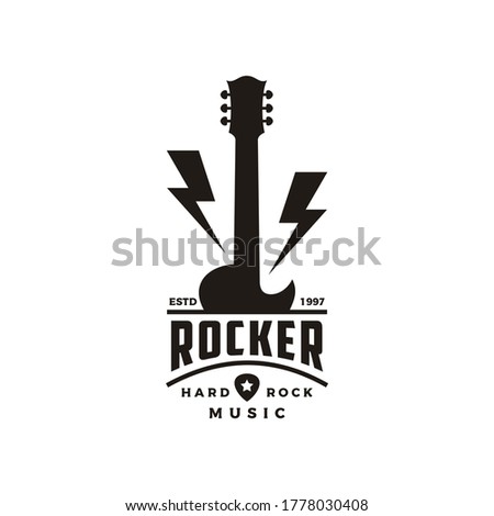 Vintage Classic Rock Country Guitar Music Vintage Retro Emblem Badge Label Stamp logo design