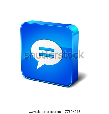 Chat Message 3d Rounded Square Blue Vector Button Icon Design