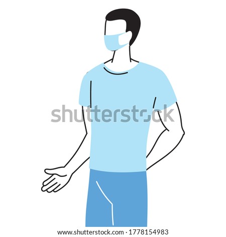 young man with mask and sportswear vector illustration desing