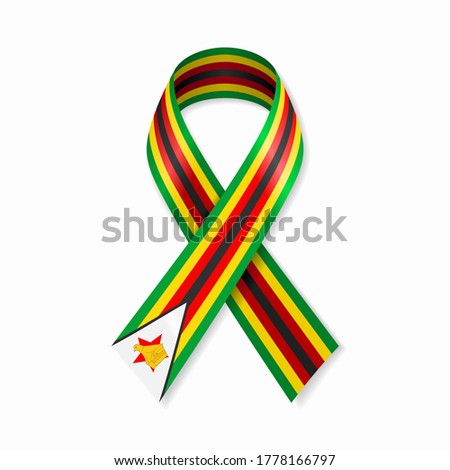Zimbabwean flag stripe ribbon on white background. Vector illustration.