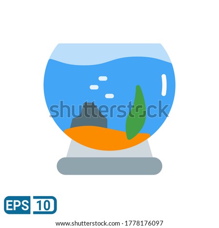 flat style icon of aquarium. vector illustration for graphic designer, website, UI isolated on white background. Editable color. EPS 10