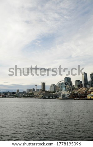 Downtown Seattle overlooking the city skyline from the ferry.